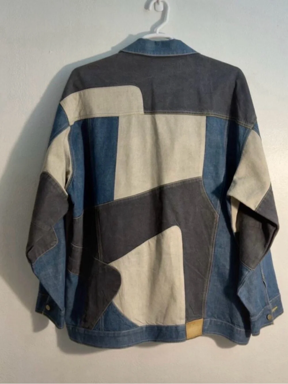 Sean John Patchwork Denim Jacket in Blue and Gray